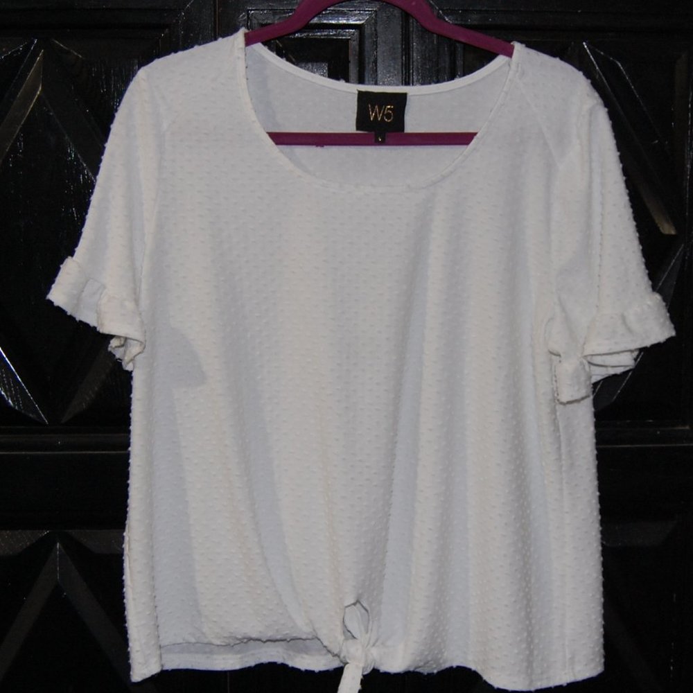 W5, bright white, tie front top